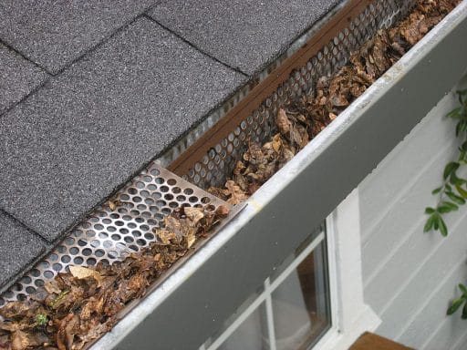 Gutter guards with dry leaves